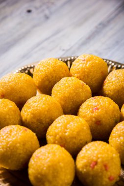 Hint tatlılar bundi laddu veya motichur laddu veya motichoor laddu, seçici odak