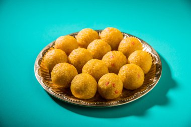 Hint tatlılar bundi laddu veya motichur laddu veya motichoor laddu, seçici odak