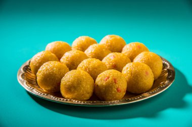 Hint tatlılar bundi laddu veya motichur laddu veya motichoor laddu, seçici odak