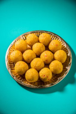 Hint tatlılar bundi laddu veya motichur laddu veya motichoor laddu, seçici odak