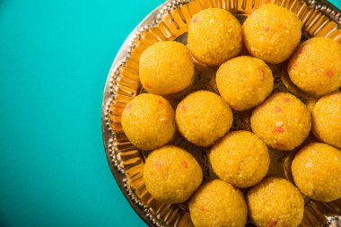 Hint tatlılar bundi laddu veya motichur laddu veya motichoor laddu, seçici odak