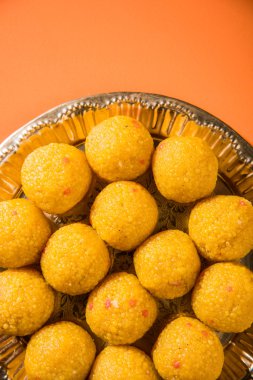 Hint tatlılar bundi laddu veya motichur laddu veya motichoor laddu, seçici odak