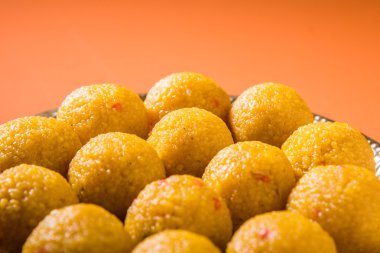 Hint tatlılar bundi laddu veya motichur laddu veya motichoor laddu, seçici odak