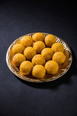Hint tatlılar bundi laddu veya motichur laddu veya motichoor laddu, seçici odak