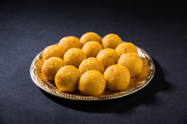 Hint tatlılar bundi laddu veya motichur laddu veya motichoor laddu, seçici odak