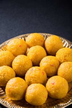 Hint tatlılar bundi laddu veya motichur laddu veya motichoor laddu, seçici odak
