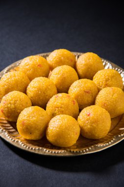Hint tatlılar bundi laddu veya motichur laddu veya motichoor laddu, seçici odak