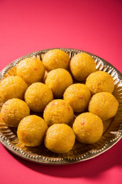 Hint tatlılar bundi laddu veya motichur laddu veya motichoor laddu, seçici odak