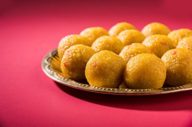 Hint tatlılar bundi laddu veya motichur laddu veya motichoor laddu, seçici odak