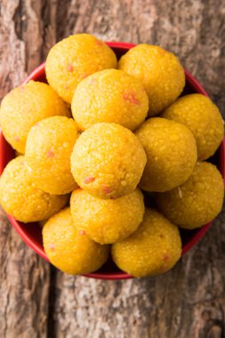 Hint tatlılar bundi laddu veya motichur laddu veya motichoor laddu, seçici odak