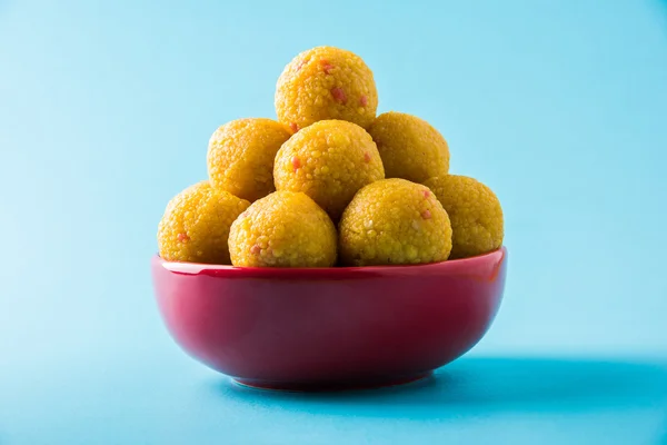 Golosinas indias bundi laddu o motichur laddu o motichoor laddu, enfoque selectivo —  Fotos de Stock