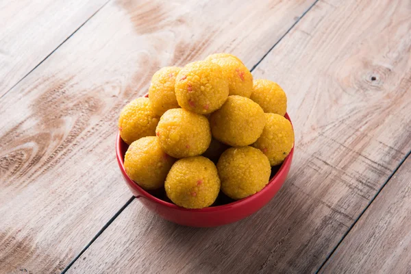 Golosinas indias bundi laddu o motichur laddu o motichoor laddu, enfoque selectivo — Foto de Stock