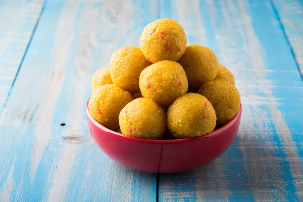 Indische Süßigkeiten bundi laddu oder motichur laddu oder motichoor laddu, selektiver Fokus — Stockfoto