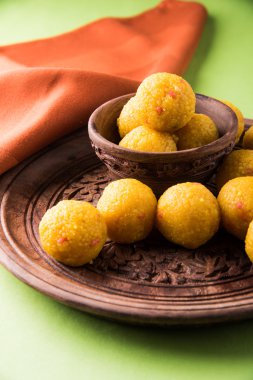 Hint tatlılar bundi laddu veya motichur laddu veya motichoor laddu, seçici odak