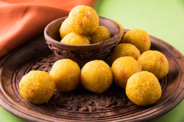 Hint tatlılar bundi laddu veya motichur laddu veya motichoor laddu, seçici odak