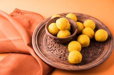 Hint tatlılar bundi laddu veya motichur laddu veya motichoor laddu, seçici odak