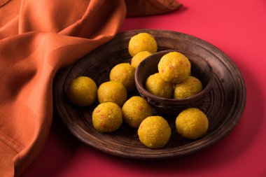 Hint tatlılar bundi laddu veya motichur laddu veya motichoor laddu, seçici odak