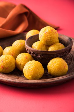 Hint tatlılar bundi laddu veya motichur laddu veya motichoor laddu, seçici odak