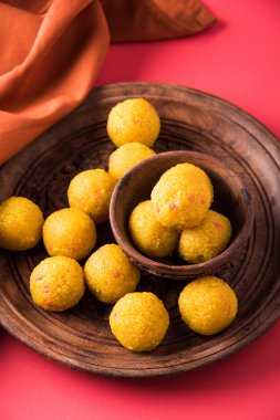 Hint tatlılar bundi laddu veya motichur laddu veya motichoor laddu, seçici odak