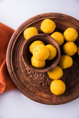 Hint tatlılar bundi laddu veya motichur laddu veya motichoor laddu, seçici odak