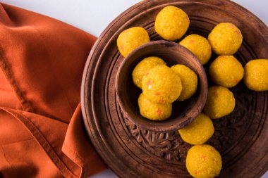 Hint tatlılar bundi laddu veya motichur laddu veya motichoor laddu, seçici odak
