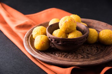 Hint tatlılar bundi laddu veya motichur laddu veya motichoor laddu, seçici odak