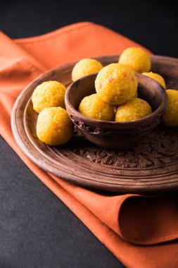 Hint tatlılar bundi laddu veya motichur laddu veya motichoor laddu, seçici odak