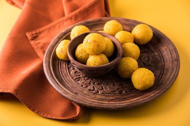 Hint tatlılar bundi laddu veya motichur laddu veya motichoor laddu, seçici odak