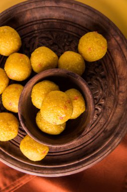 Hint tatlılar bundi laddu veya motichur laddu veya motichoor laddu, seçici odak