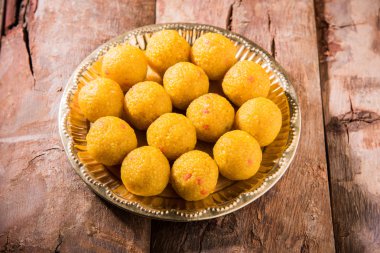 Hint tatlılar bundi laddu veya motichur laddu veya motichoor laddu, seçici odak