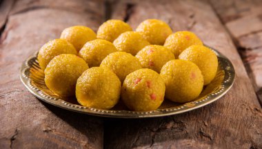 Hint tatlılar bundi laddu veya motichur laddu veya motichoor laddu, seçici odak