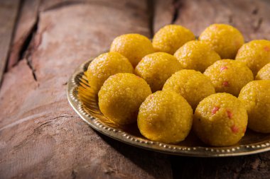 Hint tatlılar bundi laddu veya motichur laddu veya motichoor laddu, seçici odak