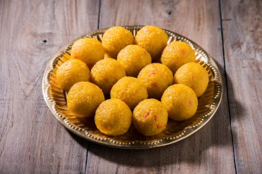 Hint tatlılar bundi laddu veya motichur laddu veya motichoor laddu, seçici odak