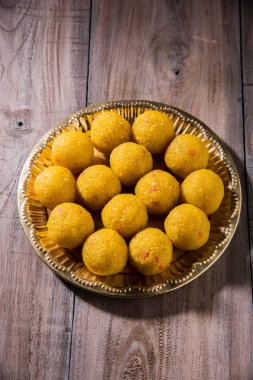 Hint tatlılar bundi laddu veya motichur laddu veya motichoor laddu, seçici odak