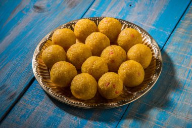 Hint tatlılar bundi laddu veya motichur laddu veya motichoor laddu, seçici odak