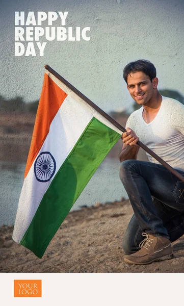 indian young man holding and waving indian flag, conceptual image for republic day or independence day, handsome man holding flag, man holding indian flag, indian flag waving