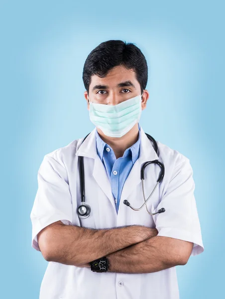 Indian male doctor and face mask — Stock Photo, Image