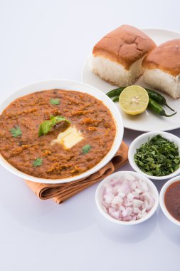 Pav Bhaji veya paav bhaji, ekmek, soğan ve tereyağı, Hint yemekleri, Mumbai gıda Hint baharatlı fast food