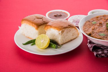 Pav Bhaji veya paav bhaji, ekmek, soğan ve tereyağı, Hint yemekleri, Mumbai gıda Hint baharatlı fast food