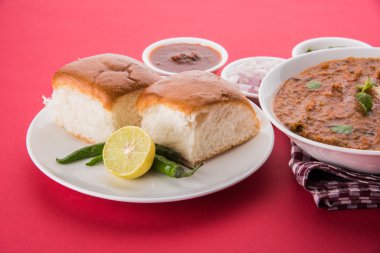 Pav Bhaji veya paav bhaji, ekmek, soğan ve tereyağı, Hint yemekleri, Mumbai gıda Hint baharatlı fast food