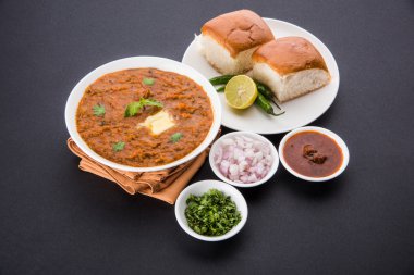 Pav Bhaji veya paav bhaji, ekmek, soğan ve tereyağı, Hint yemekleri, Mumbai gıda Hint baharatlı fast food