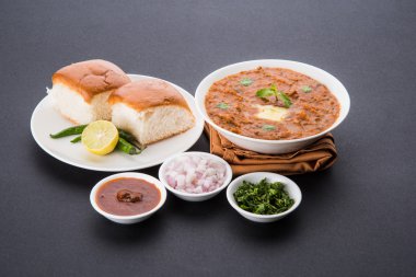 Pav Bhaji veya paav bhaji, ekmek, soğan ve tereyağı, Hint yemekleri, Mumbai gıda Hint baharatlı fast food