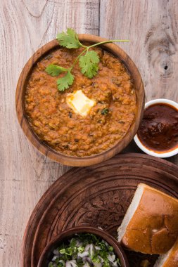 Pav Bhaji Hint baharatlı fast food ekmek, soğan ve tereyağı, Hint yemekleri, Mumbai gıda