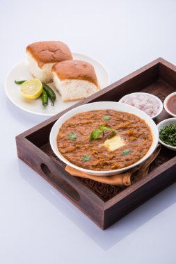 Pav Bhaji Hint baharatlı fast food ekmek, soğan ve tereyağı, Hint yemekleri, Mumbai gıda