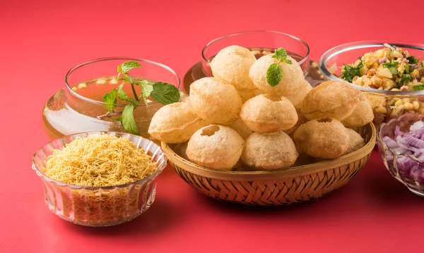 stock image Pani Puri or panipuri, Golgappe or gol gappe, Chat item, India