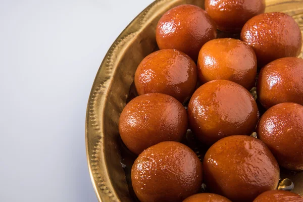 Gulab Jamun atau Gulabjam atau Gulab Jam, makanan penutup populer India — Stok Foto