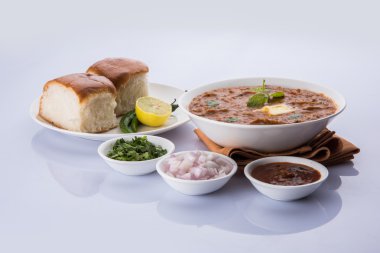Pav Bhaji veya paav bhaji, ekmek, soğan ve tereyağı, Hint yemekleri, Mumbai gıda Hint baharatlı fast food