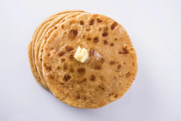 Puran poli è importante menu dolce in holi festival in India, dessert indiano, puran roti, pane dolce indiano di solito servito con ghee puro — Foto Stock