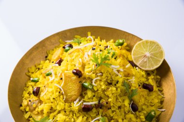 poha veya aalu poha pohe dövülmüş pirinç yapılmış ya da pirinç, favori Hint aperatif basık