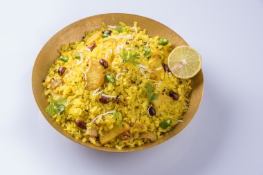 poha veya aalu poha pohe dövülmüş pirinç yapılmış ya da pirinç, favori Hint aperatif basık